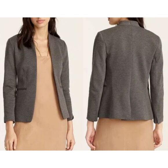 J. Crew Going Out Blazer 0 Tailored Gray Open Front Notch Collar Minimalist - Picture 2 of 10